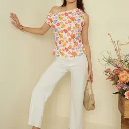 Kibo Women Floral Printed One Shoulder Fitted Top-image-53
