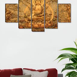 Myntra Elegant Homes Gold-Toned 5 Piece Wood Religious Wall Paintings-image-98