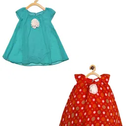 Creative Kids Polka Dot Print Georgette A-Line Dress-image-81