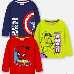 Marvel by Miss and Chief Boys 3 Avengers Printed Applique T-shirt-42