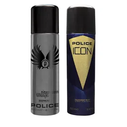 Police Men Set of Titanium Wings & Icon Deodorant Body Spray - 200 ml Each-24