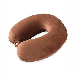Myntra Elegant Homes Brown Memory Foam Filled Cotton Travel Pillow-5