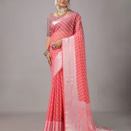 VIRENDRA TEXTILES Woven Design Zari Saree-image-4