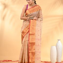 Charukriti Woven Design Zari Pure Cotton Taant Saree-image-96