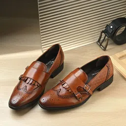 NICO NERINI Men Leather Formal Monk Shoes-picture-19