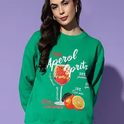 GRIFFEL Women Printed Round Neck Sweatshirt-image-50