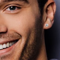 fabula Men Set of 2 Cubic Zirconia Studded Round & Square Shaped Studs image 2