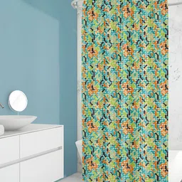 ArtzFolio Blue & Orange Printed Waterproof Shower Curtain-16