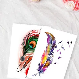 ORDERSHOCK Feather & Peacock Wings Waterproof Temporary Tattoo Sticker-picture-42
