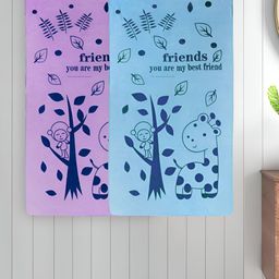 Myntra Elegant Homes Blue & Purple 2 Printed Cotton 300 GSM Bath Towel-image-85