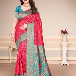 SUPERLAXMI Women Woven Design Zari Banarasi Saree-image-19