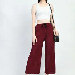 Brainbees Women Drawstring Flared Palazzos-image-4