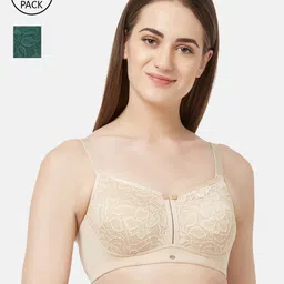 SOIE Pack of 2 Women Full Coverage Non-Padded Non-Wired Lace Bra-5