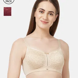 Soie Pack of 2 Full Coverage Non-Padded Non-Wired Lace Bra-4