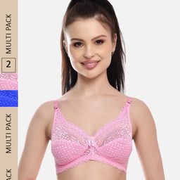 FIMS Pack Of 2 Floral Lace Full Coverage All Day Comfort Rapid-Dry Bralette-image-18