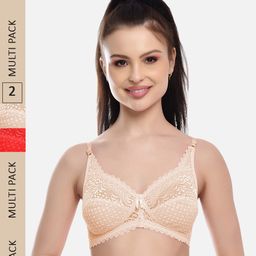 FIMS Pack Of 2 Self Design Non-Padded All Day Comfort Rapid-Dry Bralette Bra-16