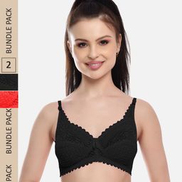 FIMS Pack Of 2 Self Design Non-Padded All Day Comfort Rapid-Dry Bralette Bra-12