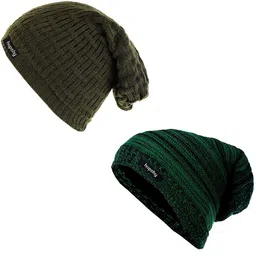 hupshy Men Pack Of 2 Self Design Acrylic Beanie-picture-24