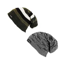 hupshy Men Pack Of 2 Self Design Acrylic Beanie-image-47