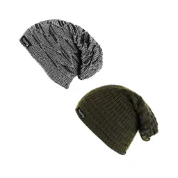 hupshy Men Pack Of 2 Self Design Acrylic Beanie-image-48