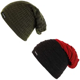 hupshy Men Pack Of 2 Self Design Acrylic Beanie-picture-46