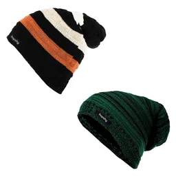 hupshy Men Pack Of 2 Self Design Acrylic Beanie-image-43