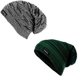 hupshy Men Pack Of 2 Self Design Acrylic Beanie-53