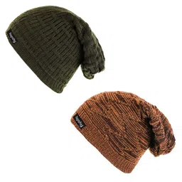 hupshy Men Pack Of 2 Self Design Acrylic Beanie-image-38