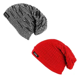 hupshy Men Pack Of 2 Self Design Acrylic Beanie-image-56