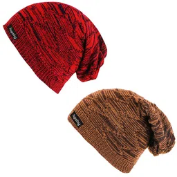 hupshy Men Set Of 2 Self Design Acrylic Beanie-picture-1