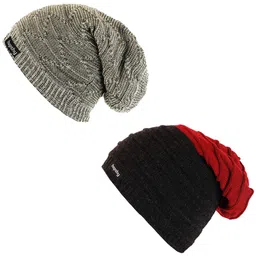 hupshy Men Pack Of 2 Self Design Acrylic Beanie-picture-43