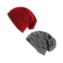 hupshy Men Pack Of 2 Self Design Acrylic Beanies-image-63