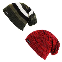 hupshy Men Pack Of 2 Self Design Acrylic Beanie-image-42