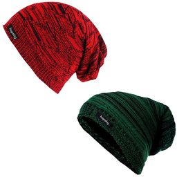 hupshy Men Pack Of 2 Self Design Acrylic Beanie-picture-12