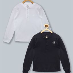 KiddoPanti Kids White 2 Henley Neck T-shirt-image-57