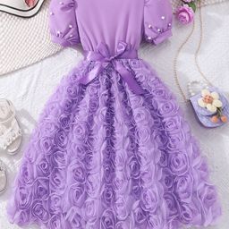 INCLUD Girls Ruffles Puff Sleeve Fit & Flare Midi Dress-image-28