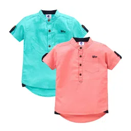 TONYBOY Boys Set of 2 Solid Premium Cotton Casual Shirt-6