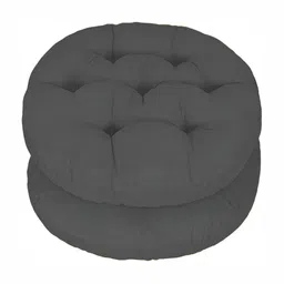 DADDY COOL Grey 2 Pieces Cotton Round Cushion Chair Pads-image-13