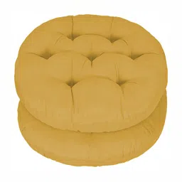 DADDY COOL Yellow 2 Pieces Cotton Round Cushion Chair Pads-16