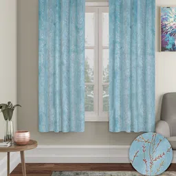 Aura Blue 2 Pieces Velvet Blackout Window Curtain-52