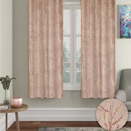 Aura Beige 2 Pieces Velvet Blackout Window Curtains-4