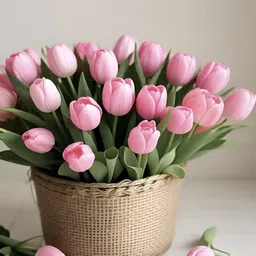 Chitra Artworks Pink 5 Pieces Tulip Artificial Flower-46