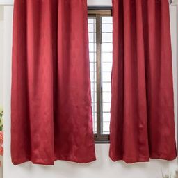 Parda Online 2 Pieces Maroon Black Out Window Curtains-image-82