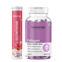 Herbal max Set Of 2 Collagen Tablets-60 & L-Glutathione Watermelon Tablets -15 Tablets-20