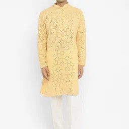 Devyom Men Embroidered Regular Thread Work Kurta with Pyjamas-picture-27