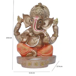Ashnam Diverse Expression Orange Lord Ganesha Religious Idol Showpiece-87
