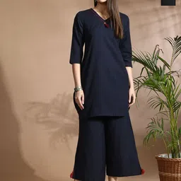 aayusika V-Neck Pure Cotton Tunic With Palazzos-57