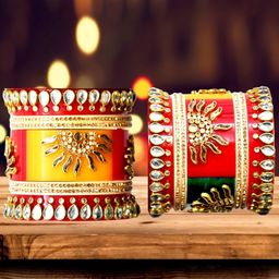 Zindura Set Of 2 Gold-Plated American Diamond-Studded Bangles-image-47