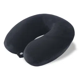 Kuber Industries Black U-Shaped Memory Foam Filled Cotton Travel Pillow-41