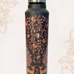 MAATIR DESIGNS Black & Orange Single Stainless Steel Printed Single Wall Vacuum Water Bottle-image-17